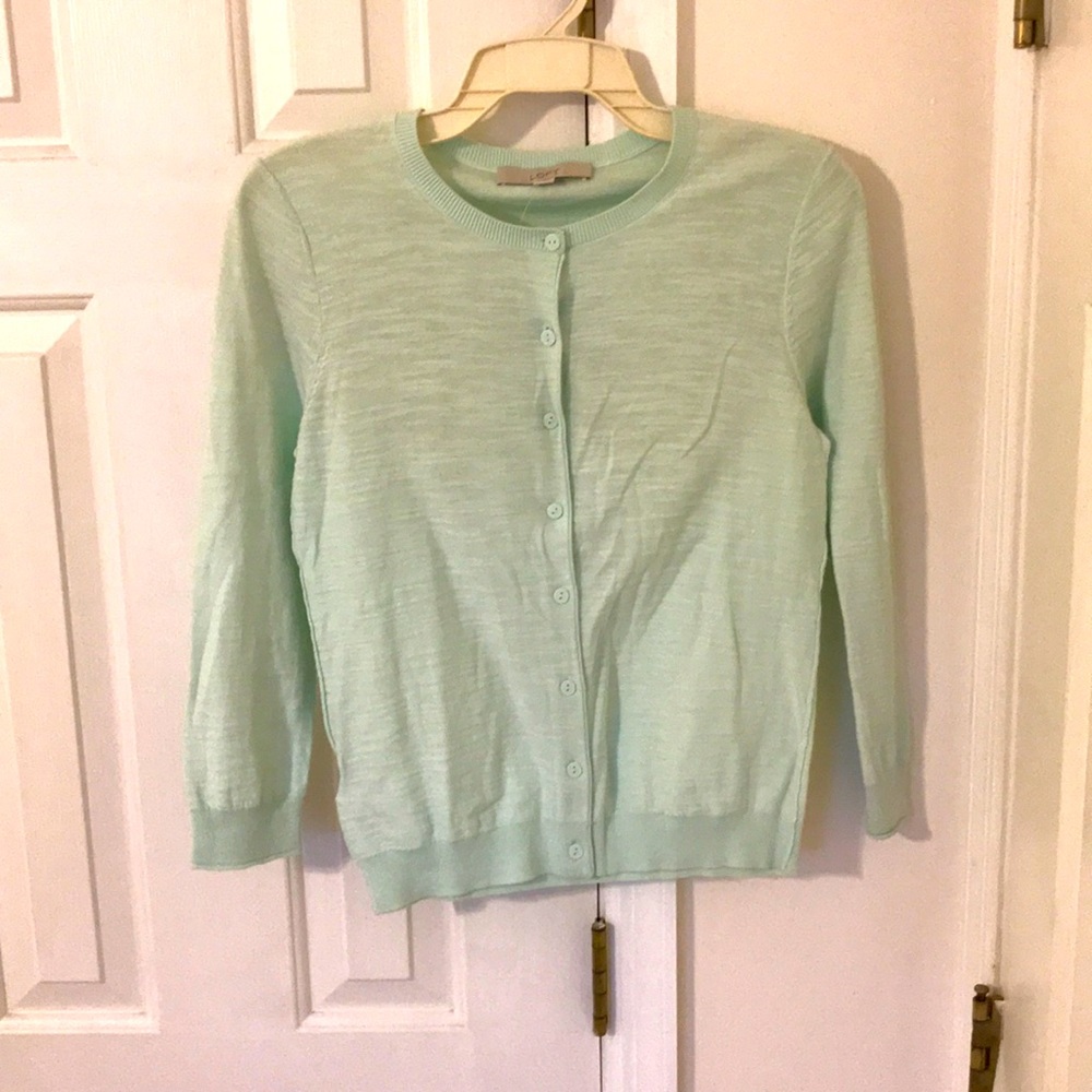 Ann Taylor Mint Button Down Cardigan S